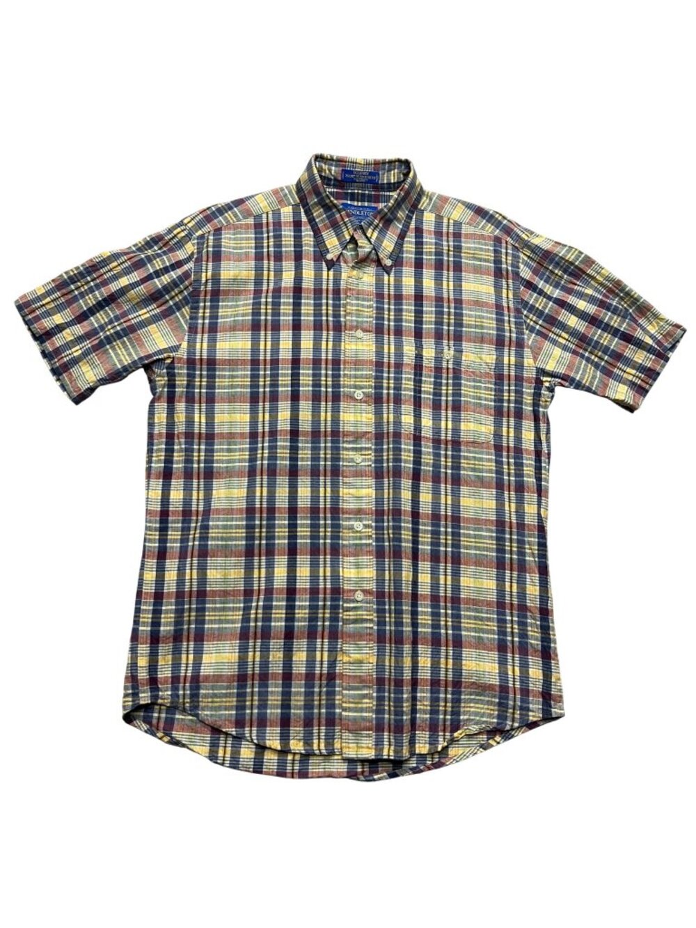 Pendleton Oceanside Button Down Shirt Yellow Blue Plaid Casual Classic Medium